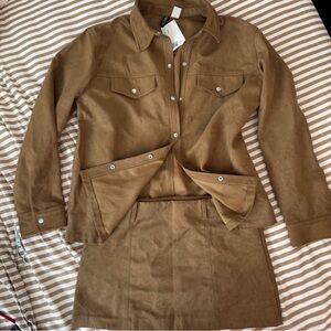 H&M Tan Blazer and Skirt Set